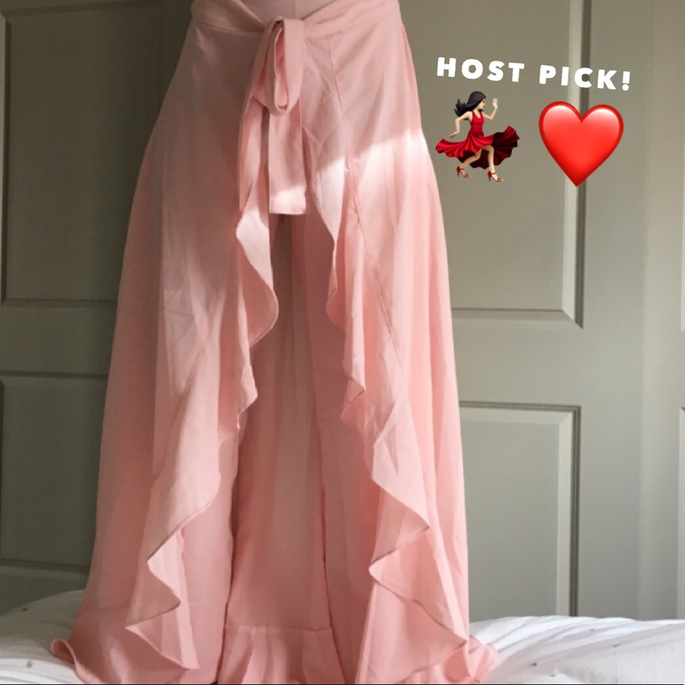 Lili Gal Pink Overlay Pants w/ Attached Wrap Skirt - Picture 4 of 5